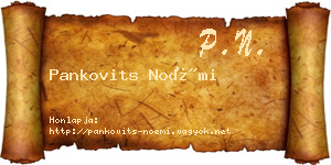 Pankovits Noémi névjegykártya